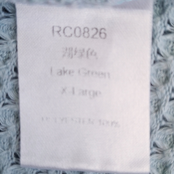 Waffle Knit V Neck Peplum Lake Blue XL Loose Casual - Picture 4 of 5